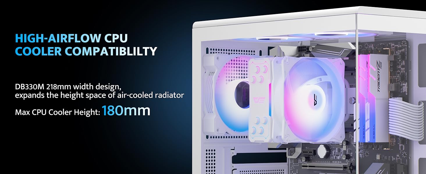 Корпус для ПК DarkFlash DB330M Micro-ATX з 3 RGB вентиляторами, скляний, підтримка AIO 240мм, Type-C, білий