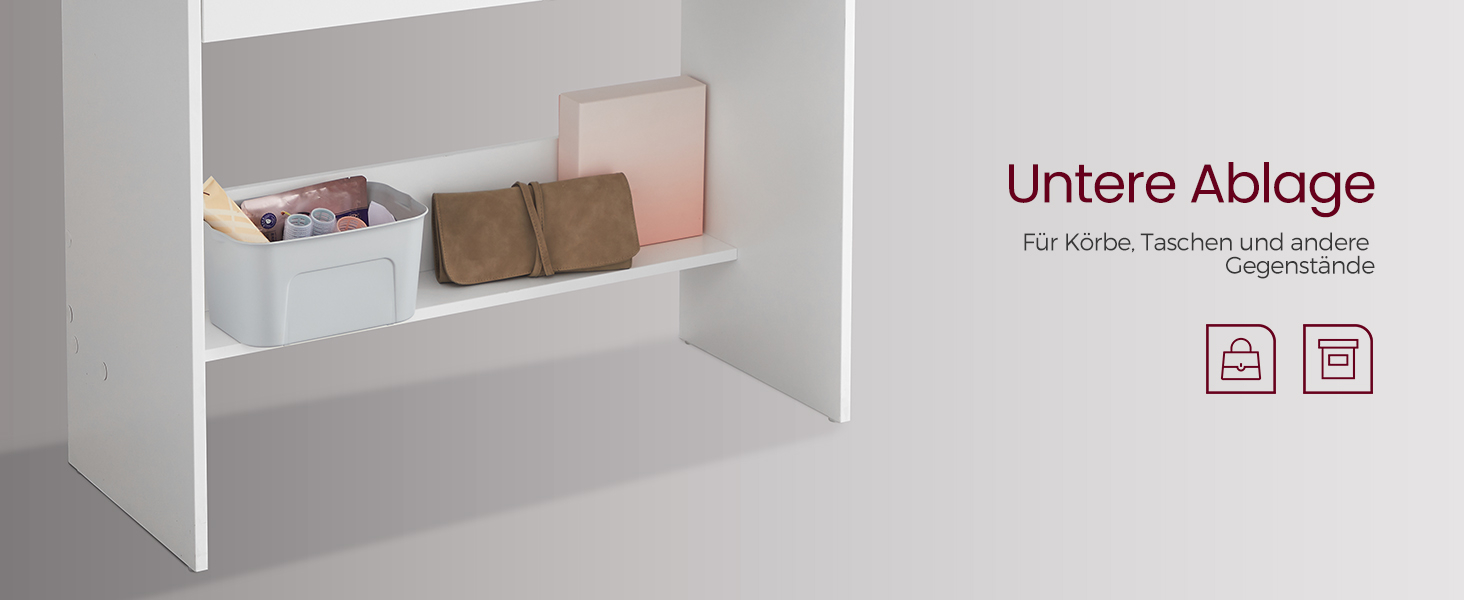 VASAGLE туалетний столик з LED-підсвіткою, 3 режими кольору, регульована яскравість, дзеркало, косметичний стіл з полицями, 2 шухляди, сучасний, білий