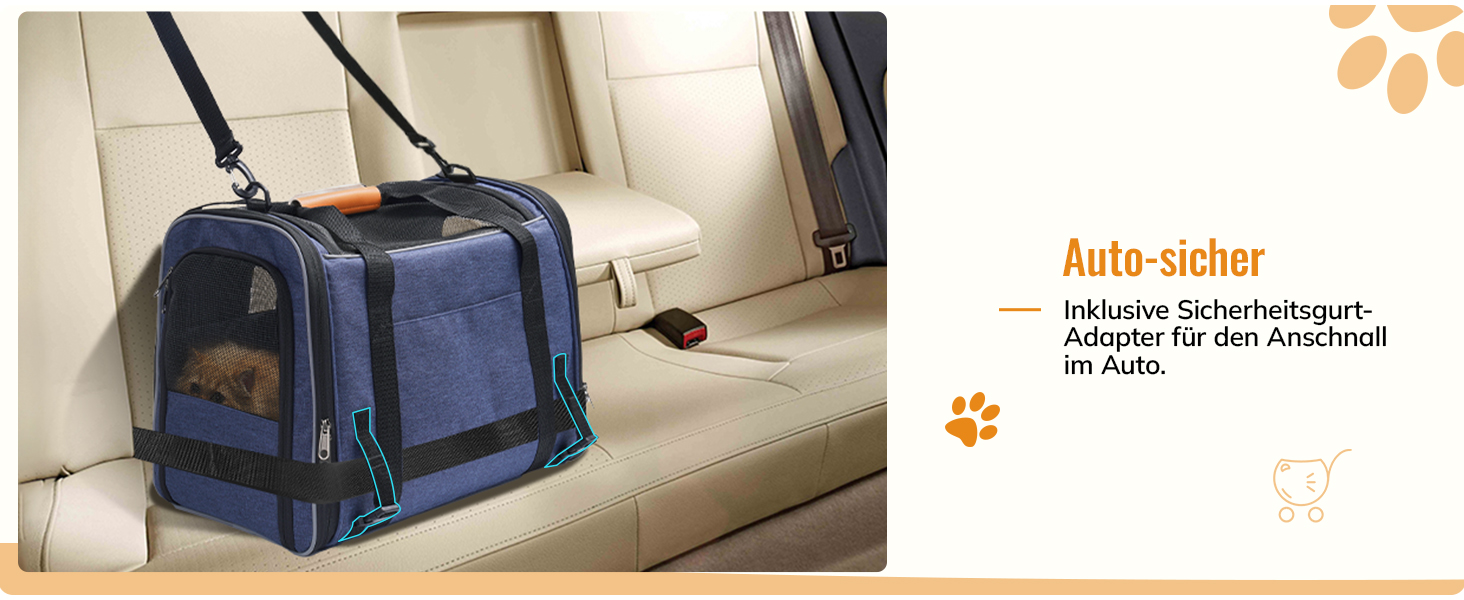 Транспортна переноска для котів та цуценят Morpilot до 5 кг, переноска для котів та собак, блакитна денім, 44 x 28 x 35 см, 44L, з надійними застібками, для відвідування ветеринара, авто, літак