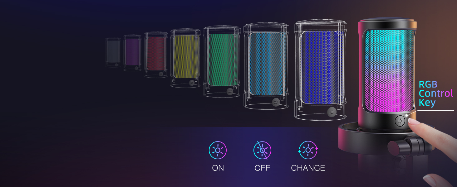 FIFINE USB мікрофон для ПК, геймінгу, стрімінгу та запису, з RGB підсвічуванням, PS4/PS5, MAC, з поп-фільтром, чорний