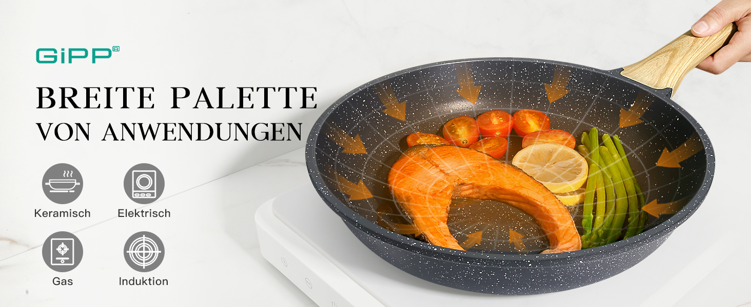 Набір посуду GiPP 17 предметів: каструлі та сковороди з антипригарним покриттям, сірий колір