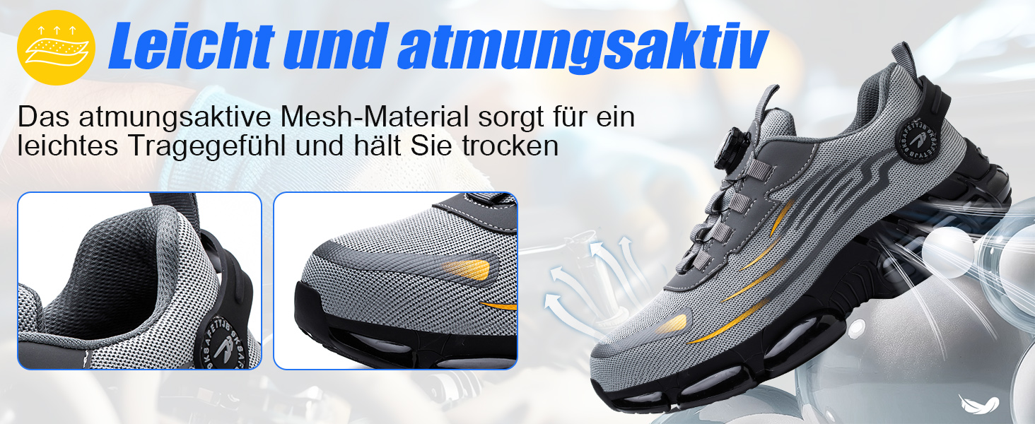 Робочі черевики з металевим підноском для чоловіків та жінок. Безпечні черевики Unisex, спортивний дизайн, легкі, антипрокольні, розміри 38-46 EU, сірий колір