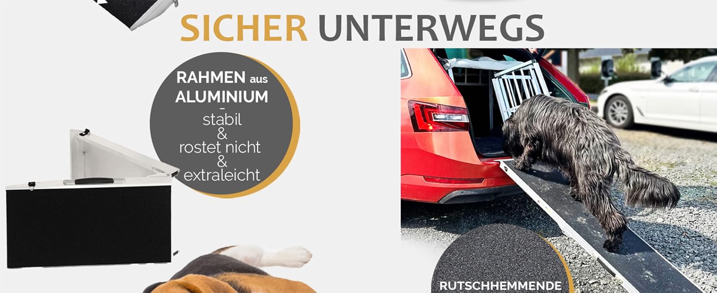 Рампа для собак Petigi - сходинка в багажник авто, складна, алюміній, до 150 кг, довжина 155 см