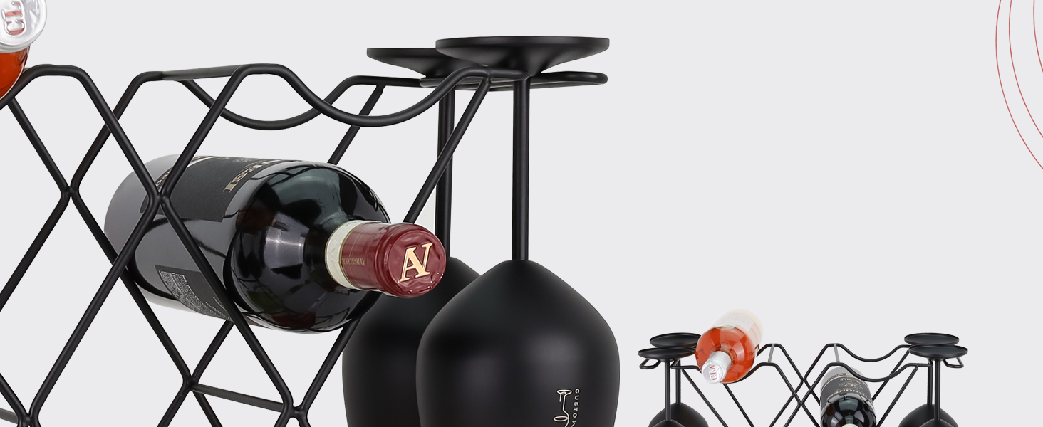 Стильне металеве віноградник Gusto Nostro для столу: 3-рівнева підставка для 8 пляшок вина, для столу, шафи, комори. Без монтажу (Чорний)