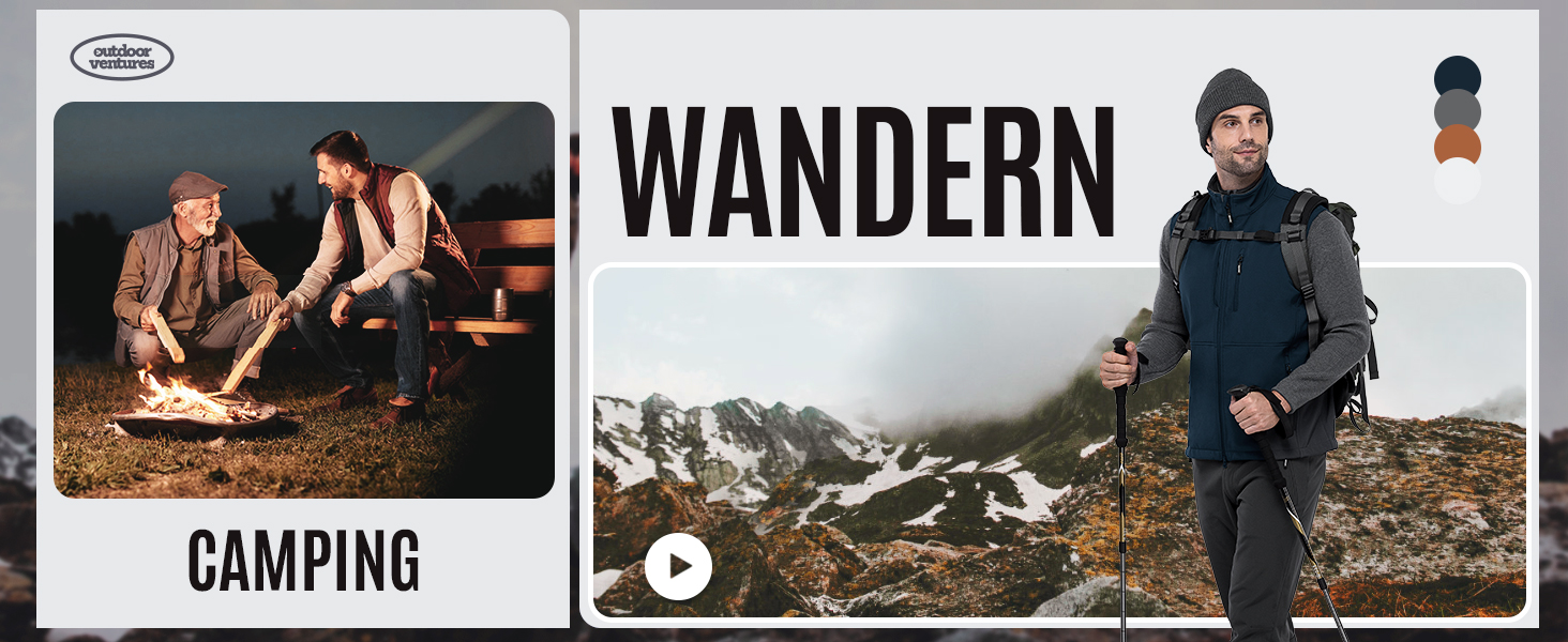 Чоловіча софтшеллова жилетка Outdoor Ventures, чорна, водонепроникна, вітронепроникна, спортивна, з декількома кишенями