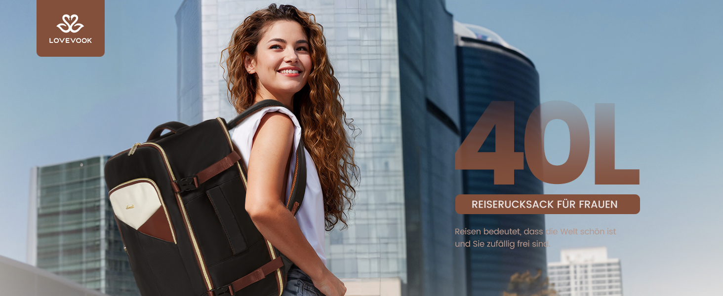 Рюкзак ручної поклажі OVEVOOK для подорожей, 40 л, водонепроникний, з відділенням для ноутбука 17