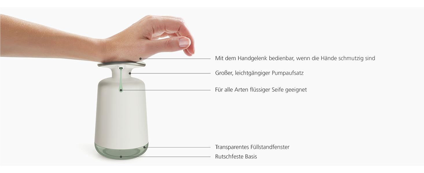 Seifensпender Joseph Joseph Presto Edelstahl з широкою помпою, нержавіюча сталь, сірий/зелений