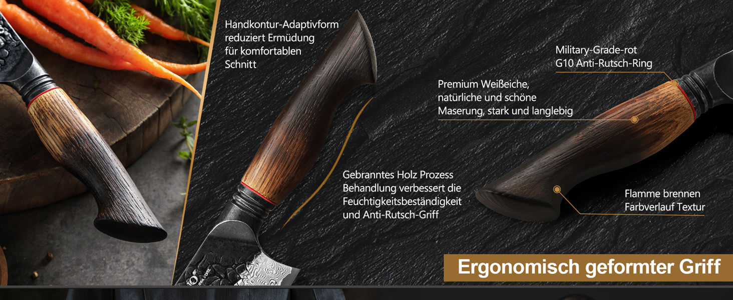 Ніж Сантоку XINZUO Damaststahl 19,3 см - професійний кухонний ніж з дамаської сталі, серія Mo, ергономічна ручка з білого дуба