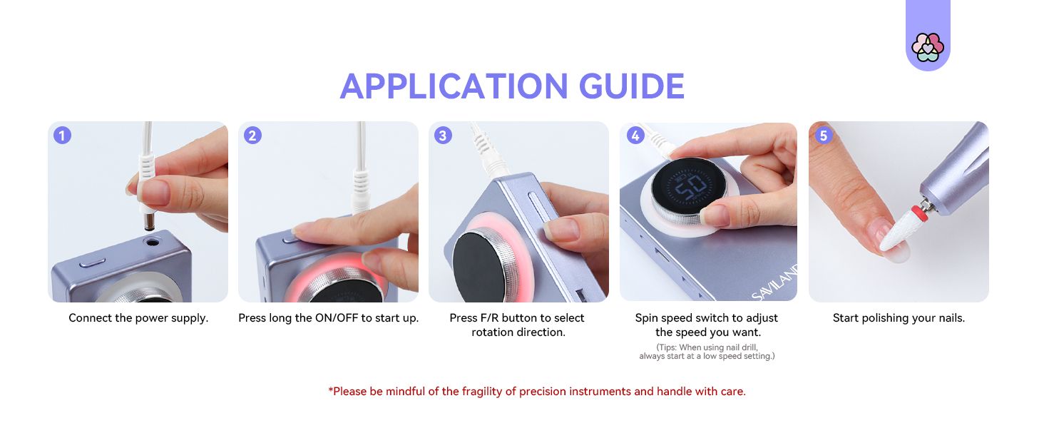 Набір для манікюру та педикюру Saviland 50000 об/хв з LCD-дисплеєм та 13 фрезерними насадками