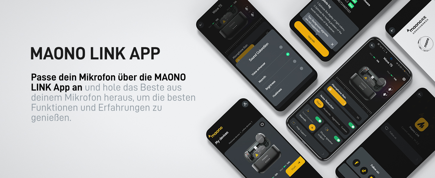 MAONO Бездротовий петличний мікрофон Wave T5 (2TX+3RX) для iPhone 15/16, Android (USB-C) - мікрофон для зйомки відео, з шумозаглушенням, 48kHz/24Bit, 30 годин роботи, 300м радіус дії