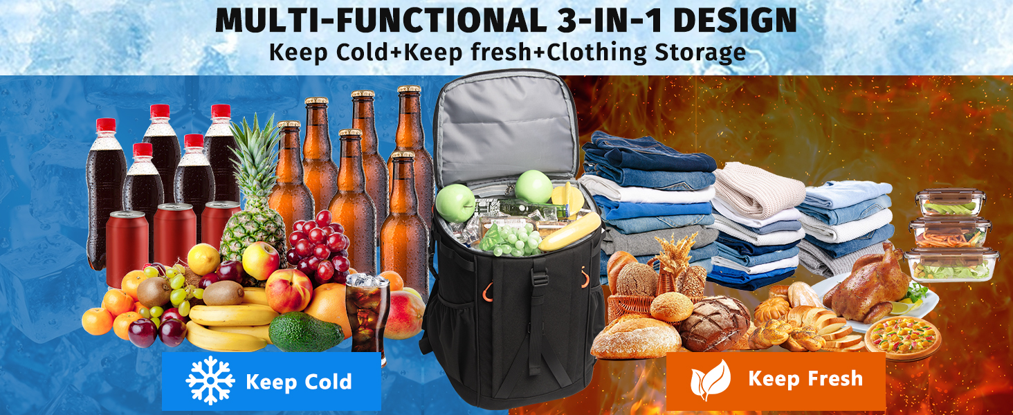 Рюкзак-холодильник HP Hope 35L, водонепроникний, ізольований, чорно-помаранчевий. Ідеально для пікніків, відпочинку на природі, кемпінгу та подорожей. Об'єм: 35 літрів, вміщує до 48 банок.