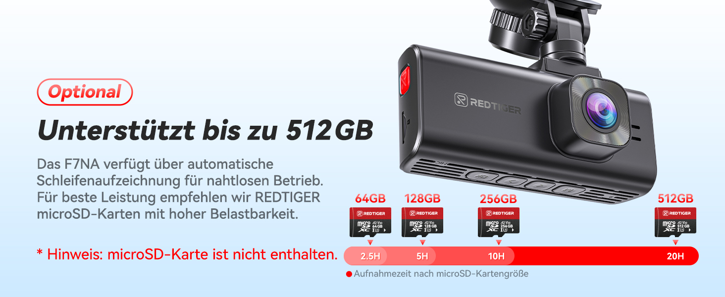 Автомобільний відеореєстратор REDTIGER F7NA 4K UHD (передній та задній), сенсор STARVIS 2 IMX678 8MP, двоканальна камера для авто