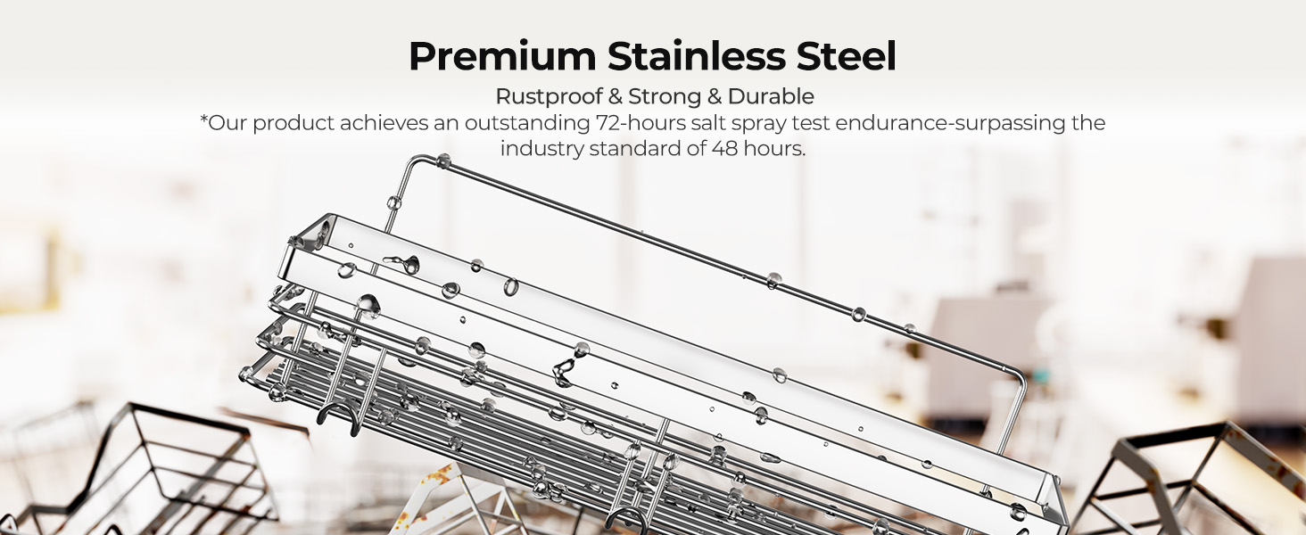 Полка для душу Orimade без свердління з 5 гачками, 2 шт. з нержавіючої сталі, срібло