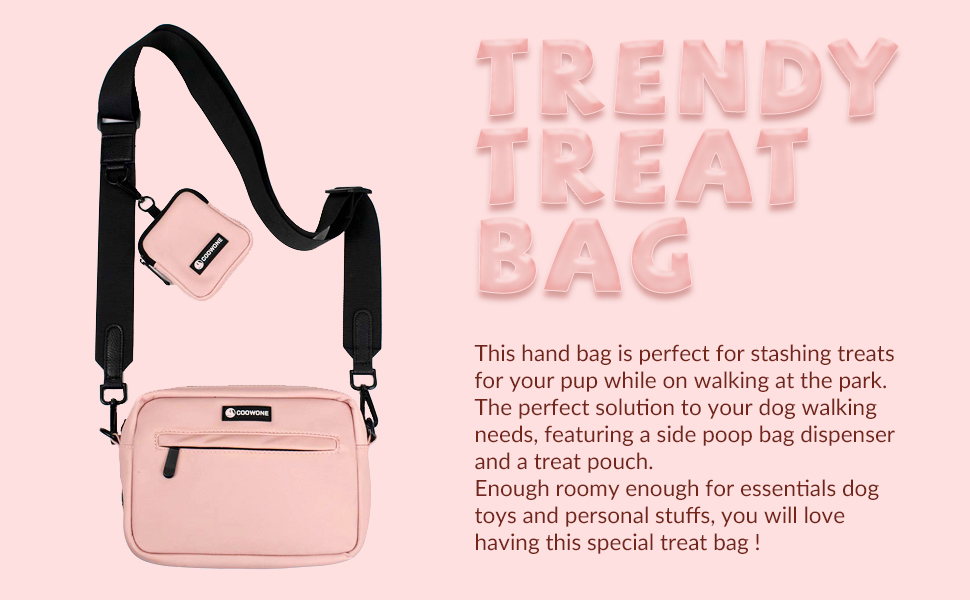 Сумка для ласощів для собак COOWONE, водонепроникна, з інтегрованим диспенсером для відходів, регульована через плече (Чорна)