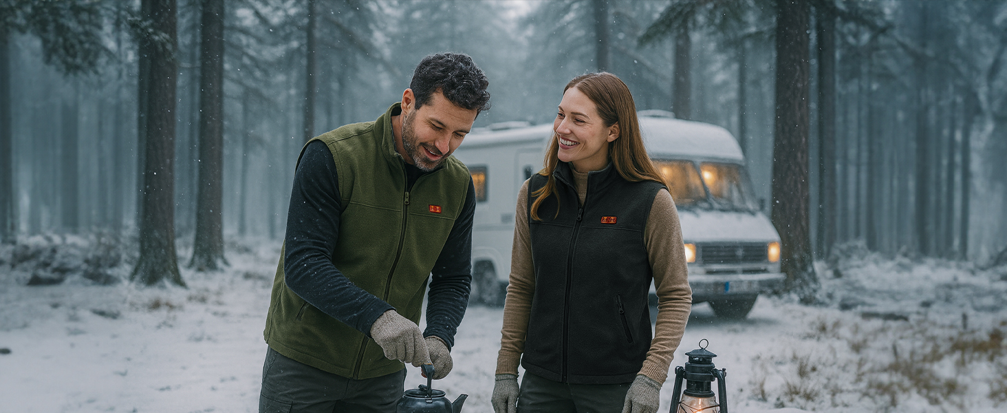 Обогреваемая жилетка LABCOOL для мужчин и женщин - жилетка з мікрофлісу з 6 зонами нагріву та 3 рівнями температури - USB-живлення з Powerbank 10000mAh - можна прати в пральній машині, чорний, розмір M
