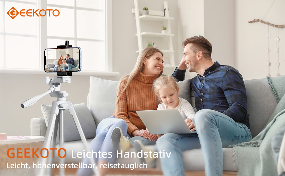 Штатив для камери GEEKOTO AT20W: 77” з моноподом, 360° поворотний голковий вузлом, для DSLR камер до 8кг, чорний