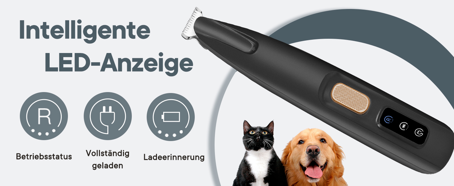 Триммер для собак та котів Pfotentrimmer з LED-підсвічуванням, 18 мм, тихий (35 дБ), вологостійкий, акумуляторний, для догляду за лапами, вухами, обличчям та хвостом (Чорний)