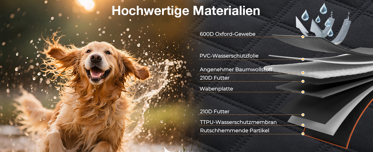 Плед для собак Pecute, захист заднього сидіння авто, підтримка жорстких поверхонь до 150 кг, покриває все заднє сидіння, для подорожей, ветеринара, авто/SUV/пікапи, чорний/оранжевий