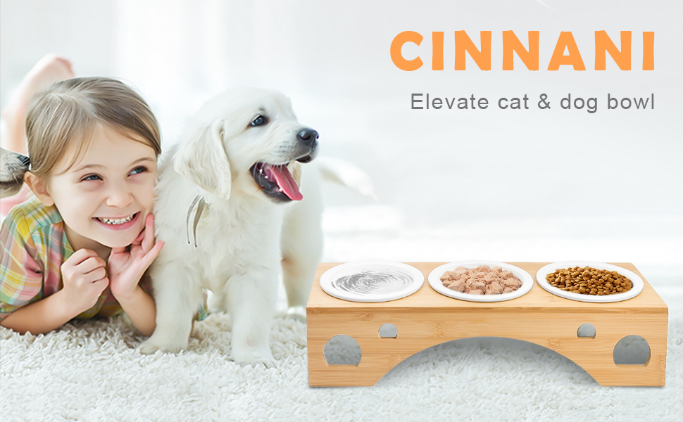 Набір мисок для котів та собак Cinnani: 3 шт. з бамбукової підставки та силіконового покриття