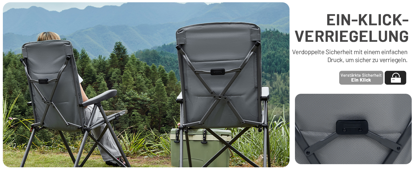 Набір кемпінгових стільців Timber Ridge (2 шт) складані, з високою спинкою, регульовані (3 положення), вантажність 160 кг, сірі