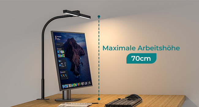 Vatato LED Desk Lamp - Dimmable 24W Adjustable Office Lamp with Remote, Eye Protection Daylight Lamp, 5 Colors & 5 Brightness Levels (Black)