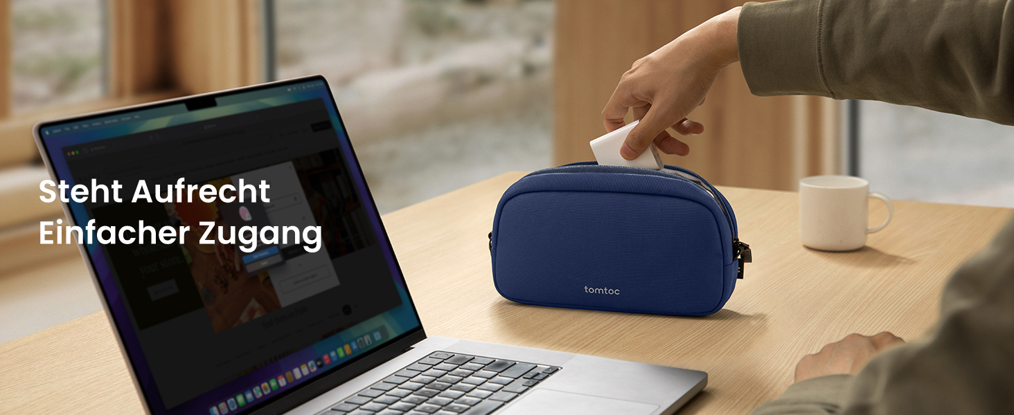 Органайзер для кабелів tomtoc, сумка для аксесуарів, кофр-органайзер для подорожей, чохол для гаджетів, аксесуар для кабелів, адаптерів, павербанку, Navy Blue S