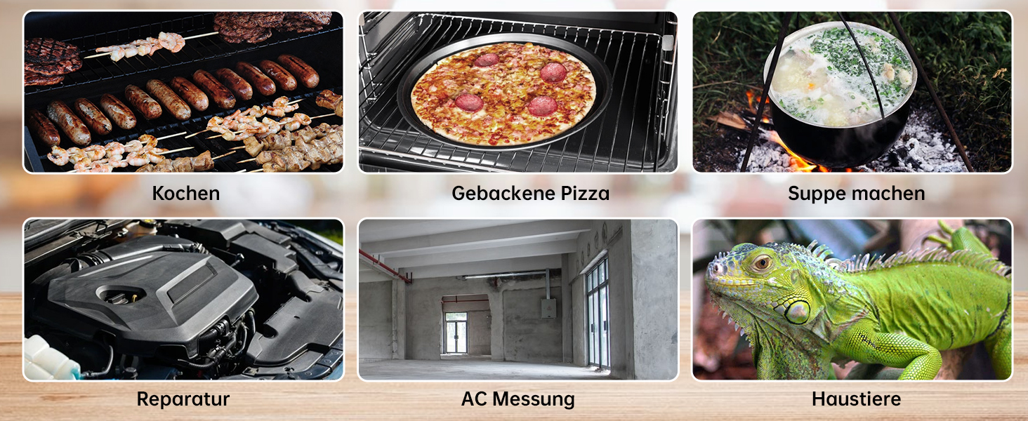 Інфрачервоний термометр Eventek -50°C до 600°C з лазером та LCD дисплеєм. Безконтактний термометр для піци, гриля, кухні та промисловості. Регульований коефіцієнт випромінювання (Не для людей). Червоний, діапазон -50°C ~ 500°C