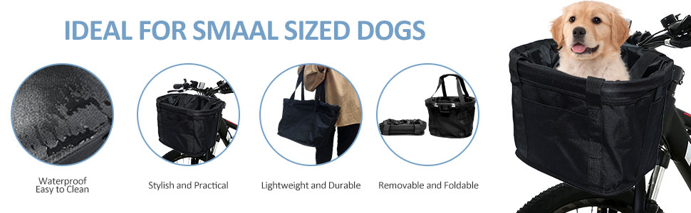 Складаний водонепроникний кошик на кермо велосипеда, знімний, з алюмінієвого сплаву, для собак та котів, для походів, пікніків та покупок (Чорний)