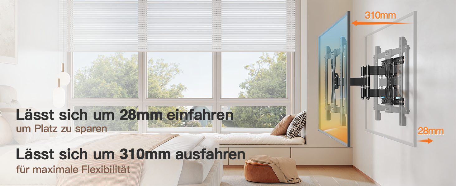 Настінне кріплення для телевізора ELIVED Ultra Slim 37-90 дюймів, поворотне, VESA 600x400, до 60 кг