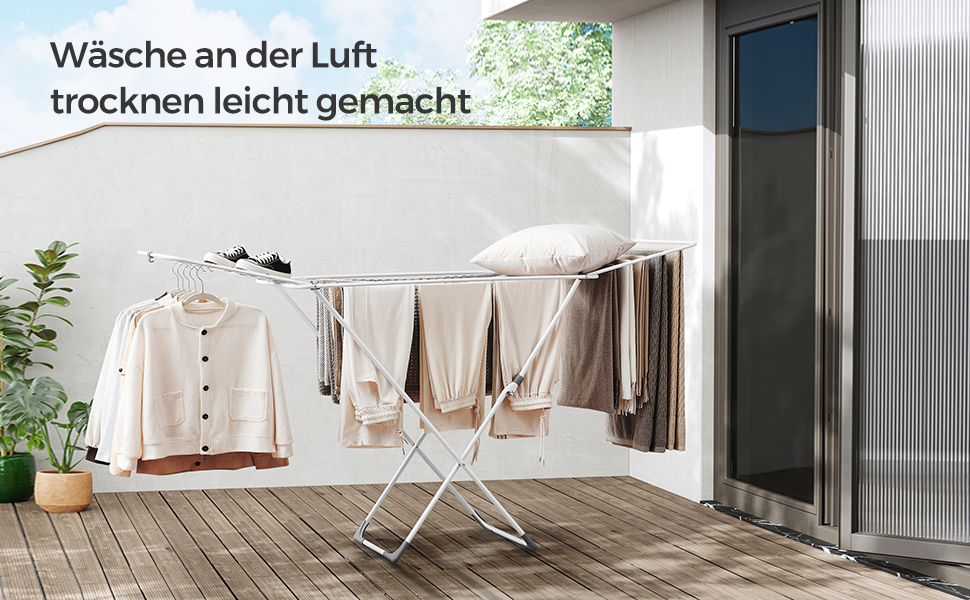 SONGMICS Сушарка для білизни розкладна, підлого типу, біла LLR540W01