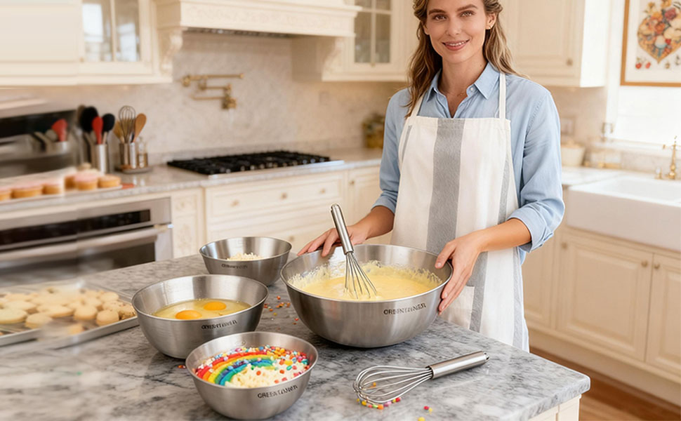 Набір салатниць та мисок Greentainer з нержавіючої сталі, 5 шт. (0,8л - 5,2л)