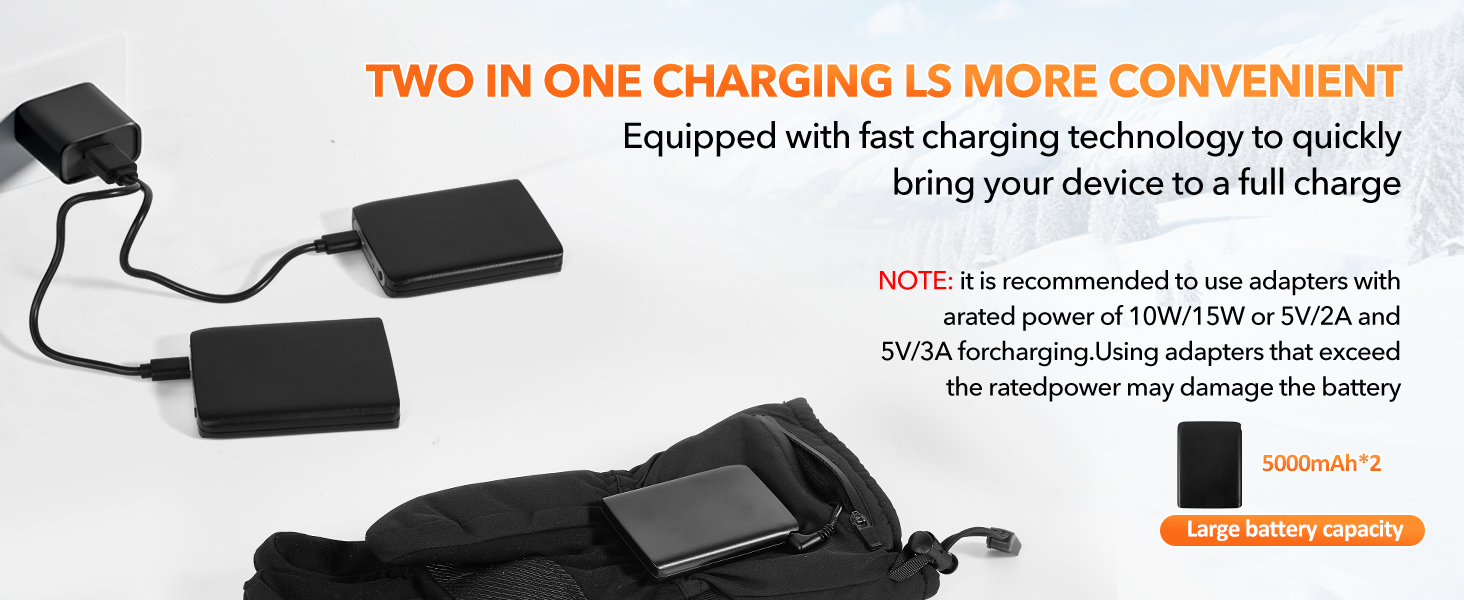 Гріючі рукавички для чоловіків та жінок з акумулятором 5V 5000mAh, 3 режими нагріву, для мотоциклів, велосипедів, катання на лижах