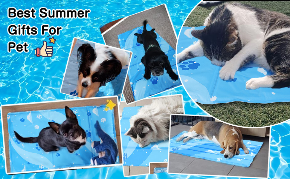 Охолоджуючий килимок для собак та котів з нетоксичним гелем, самоохолоджуючий, зносостійкий, синій, 50*90 см