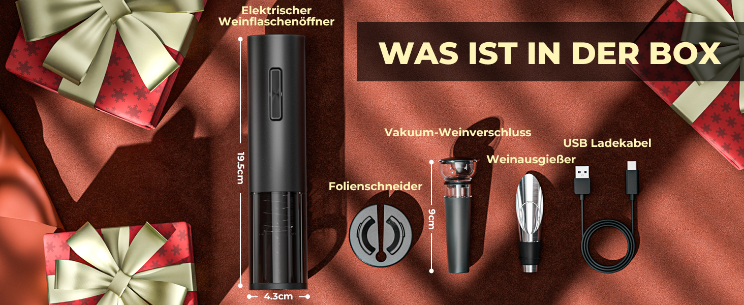 Електричний відкривачка для вина GHB 6-в-1 з USB-зарядкою, зрізач фольги, виливає вино та вакуумний затвор. Подарунок для поціновувачів вина