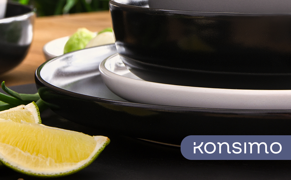 Набір посуду Konsimo VICTO для 6 осіб: 18-ти частинний сервіз з 6 тарілок, сірий - набір посуду для сім'ї