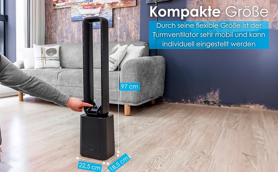 Тиха та потужна базова колонка з LED-дисплеєм, пультом дистанційного керування, 3 режимами та таймером 15 годин. Кольори: чорний