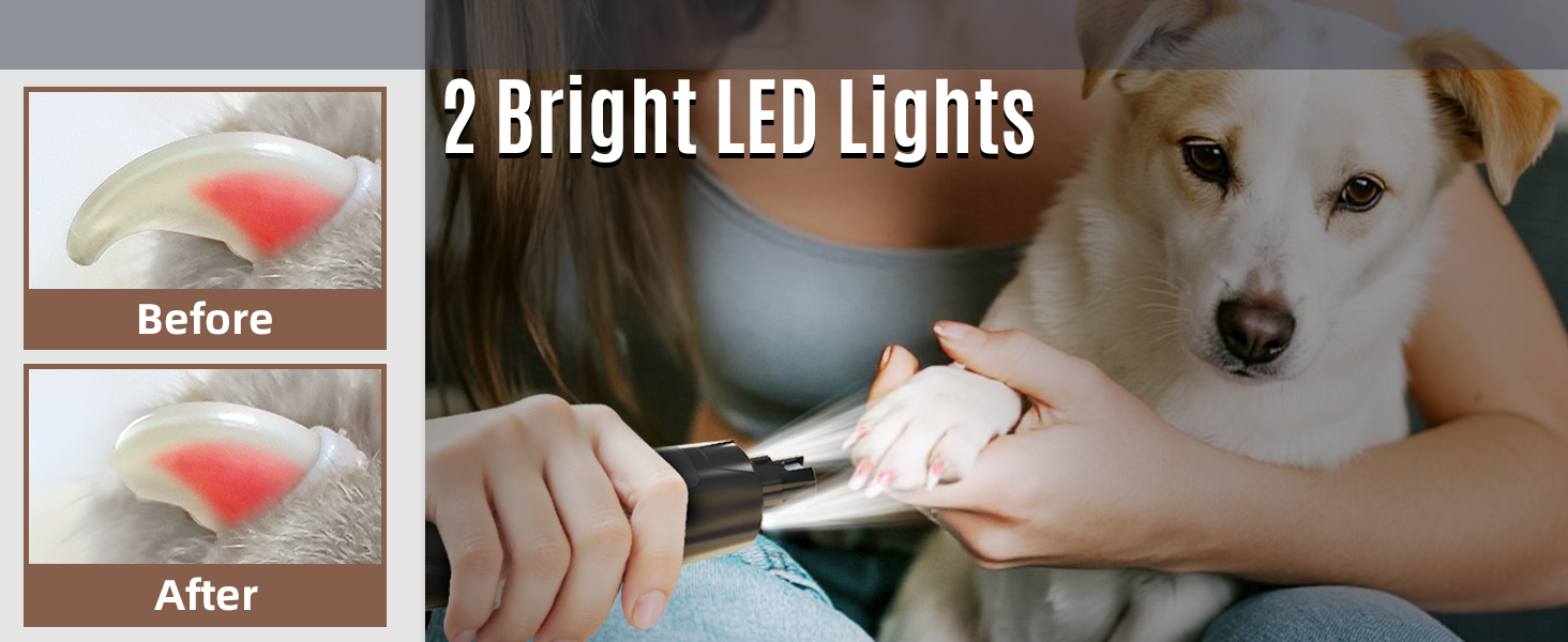 Електричний шліфувальник для собак та котів Casfuy Neue 6-Gang – тиха робота, 2 LED, 7 годин роботи, для собак великих, середніх та малих порід, чорний