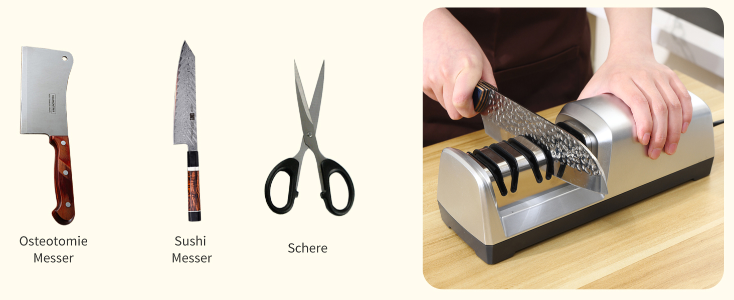 Електричний точило для ножів 15 градусів 3-в-1 для м'яса та овочів, професійний, для грубого, тонкого шліфування та полірування кухонних ножів (включно з кухонними ножами)