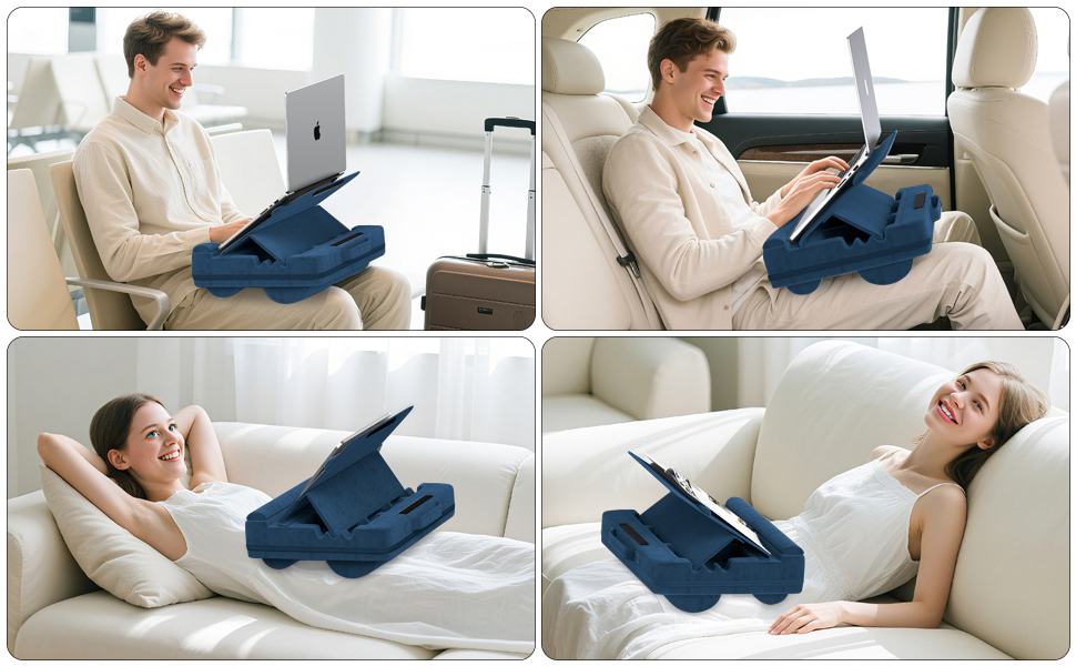 Підставка для ноутбука з регулюванням кута нахилу, подушка для ноутбука на диван, підставка для ноутбука до 16″ (Блакитний)