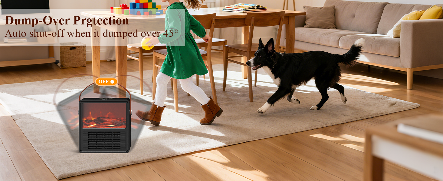 Електричний обігрівач Minthouz 1200W/800W з ефектом полум'я, термостатом та захистом від перегріву для дому та офісу