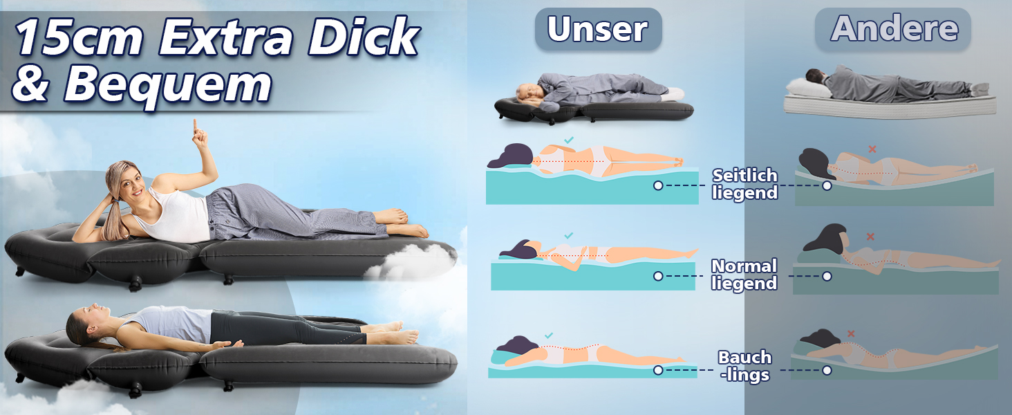 Надувна автомобільна матрац FORMIZON SUV 180x140 см з насосом та 2 подушками для подорожей та кемпінгу, чорний