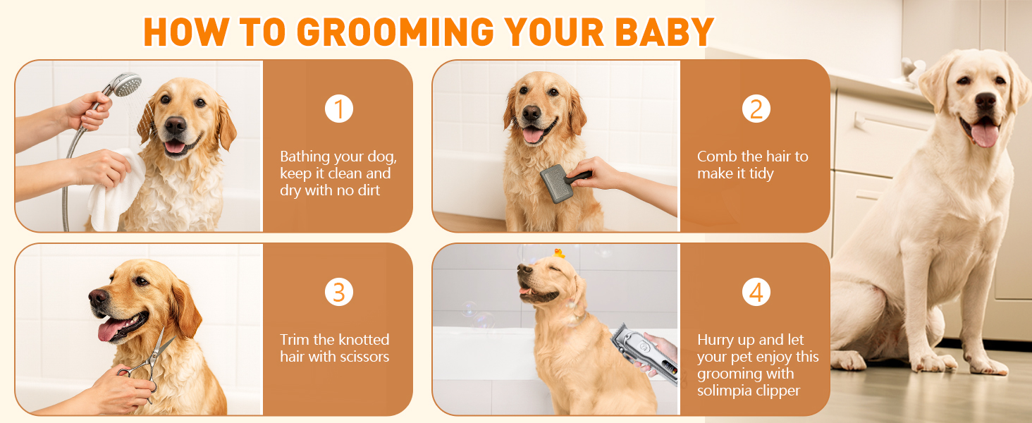 Машинка для стрижки собак і котів, професійна, з 4 насадками, потужний мотор, для тіла, обличчя, вух, лап (срібна)