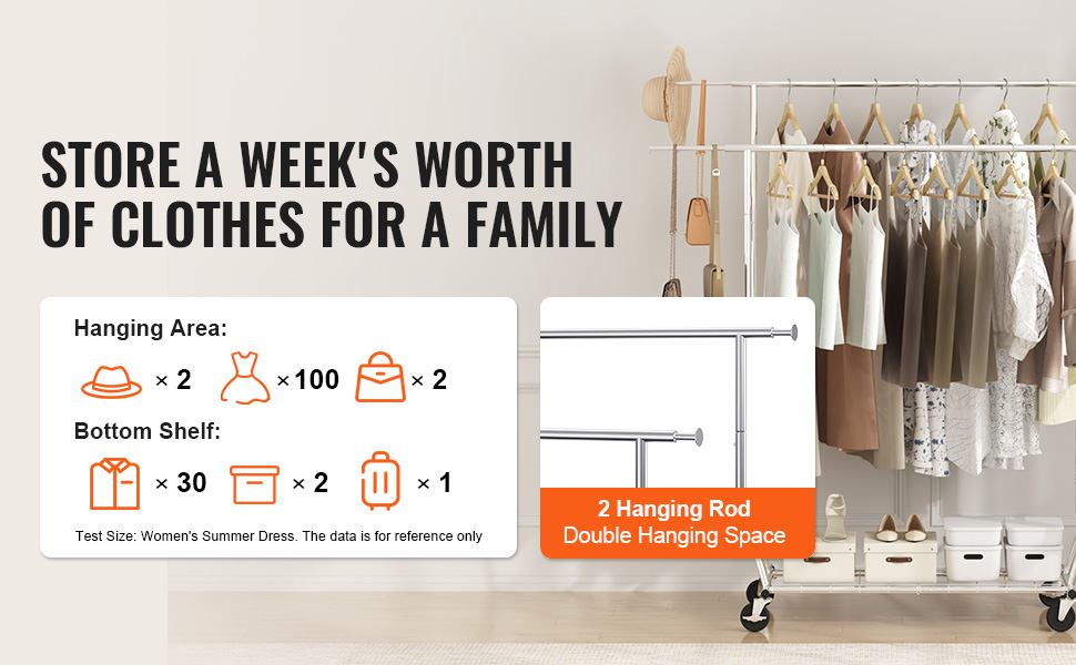 Стійка для одягу VEVOR - міцна чорна конструкція 200 x 1010 x 1510 мм для спальні, гардеробу, передпокою