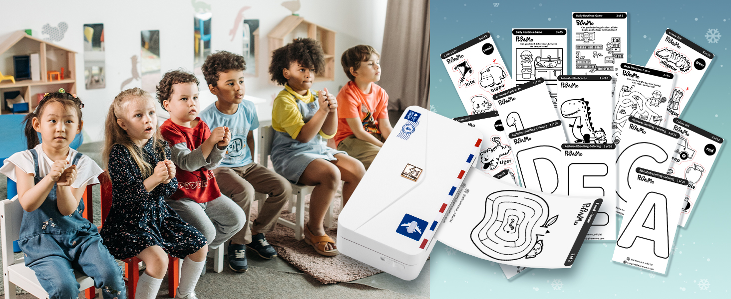 Phomemo Mini Drucker M04AS: компактний термальний принтер з Bluetooth для iOS та Android, 15/53/80/110 мм ширина друку, 300DPI, для документів, фото, етикеток