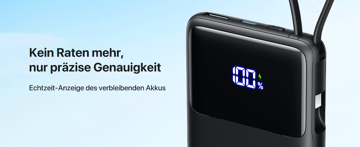 Повербанк INIU 45W 10000mAh з вбудованим кабелем USB-C, швидка зарядка для iPhone 16 17 Pro, Samsung S22, Xiaomi, iPad, чорний