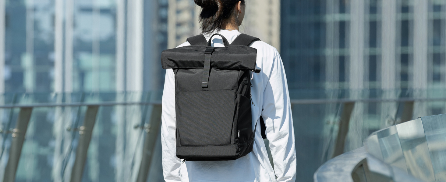 Рюкзак Inateck RollTop 25-30 л для чоловіків і жінок, з окремим відділенням для взуття, для ноутбука 17
