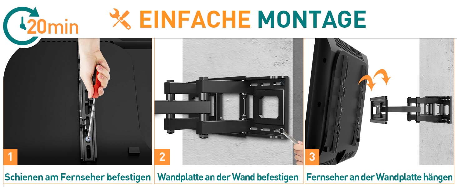 Настінне кріплення для телевізора ELIVED поворотне, нахильне, для LCD/LED/OLED 26-70 дюймів, VESA 400x400, до 45 кг, з висувним механізмом