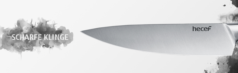 Срібний кухонний ніж Hecef з порожнистим руків'ям, високоглянцевий, з захисною піхвою, 20 см