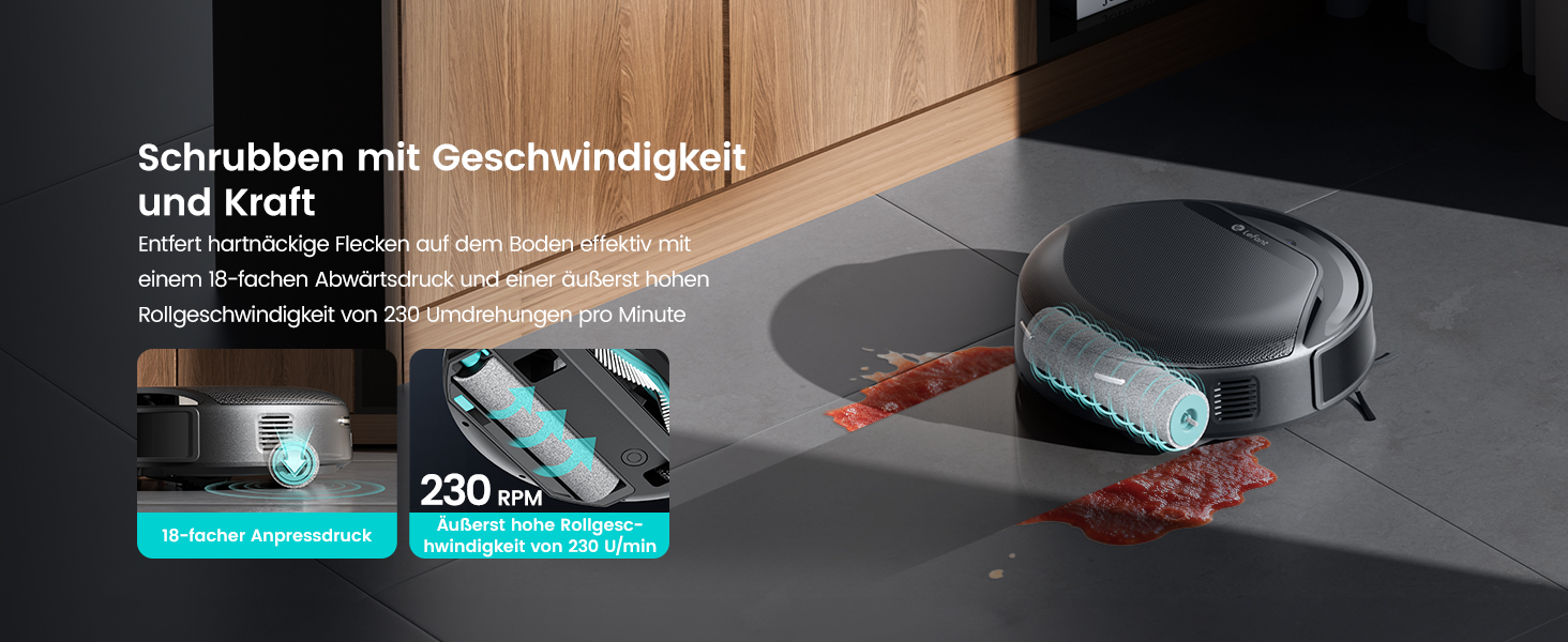 Робот-пилосос LEFANT M5 Pro-B з пультом дистанційного керування, 2200Pa, для шерсті тварин, з базою для зарядки, сумісний з Alexa та керуванням через APP, час роботи 120 хв