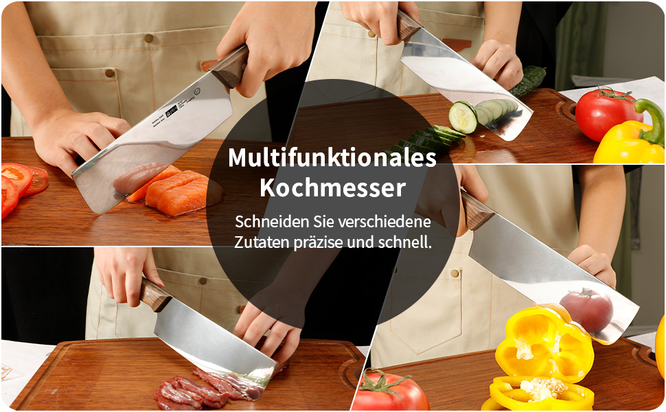 Японський ніж Kiritsuke від Plys: професійний кухонний ніж з нержавіючої сталі з дерев'яною ручкою